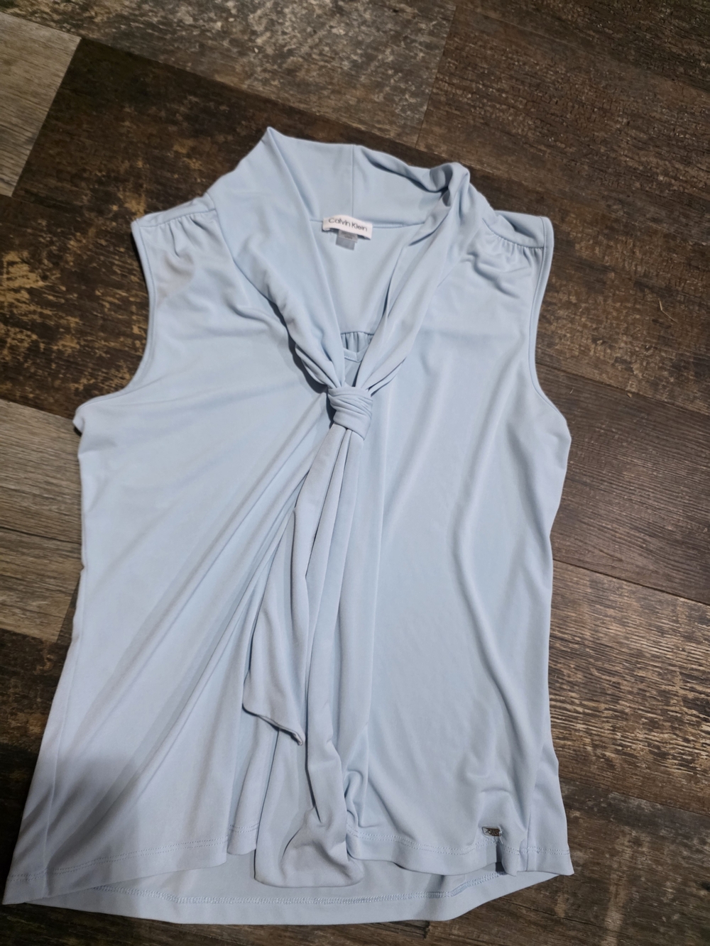 Calvin Klein Pale Blue Knot-Front Sleeveless Camisole